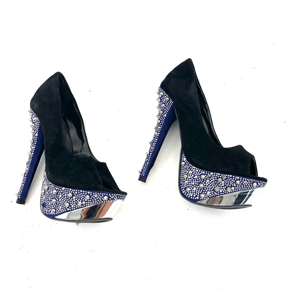 Liliana Women’s Blue Mirror Spike Heels 6.5 - Picture 1 of 8